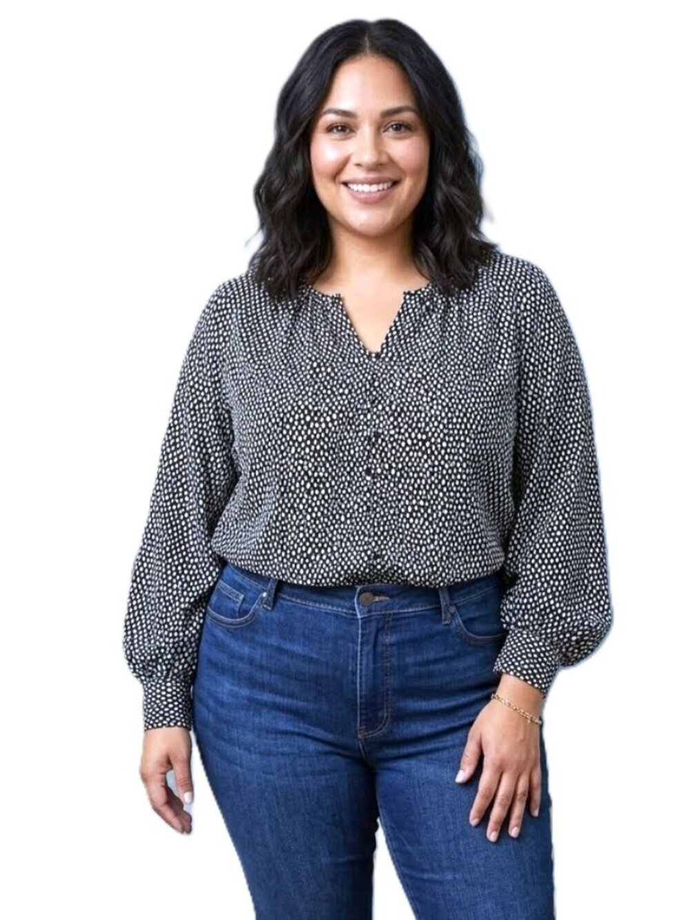 NINE WEST Long Sleeve Split-Neck Blouse. Plus Size 5X